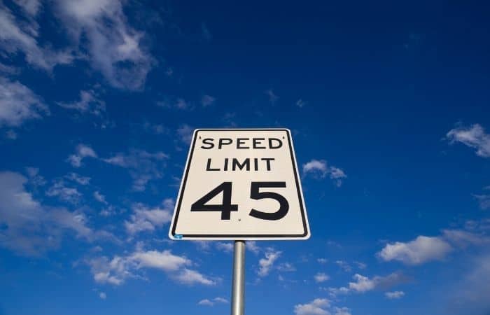 45km speed limit sign